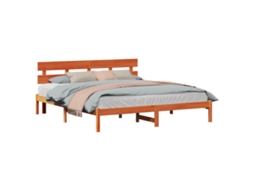 Vidaxl Estrutura da Cama Castanho 200 X 200 Cm Madeira de Pinho Maciça