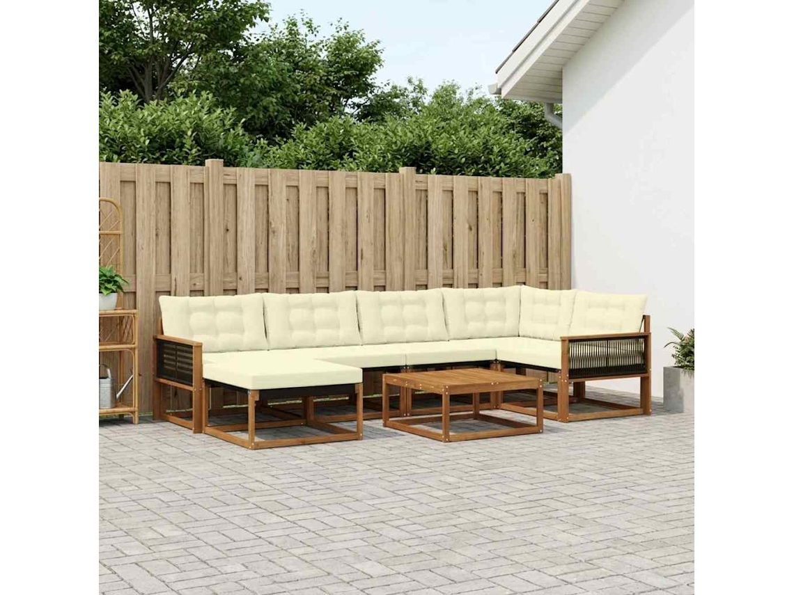 Vidaxl Conjunto De Sofás Para Exterior 7 Unid. Natural E Creme