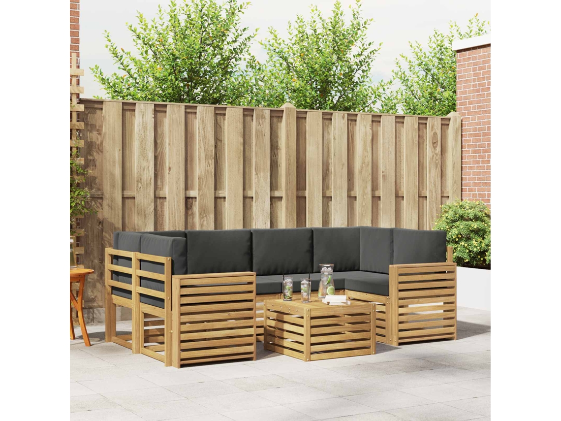 Vidaxl Conjunto De Sofás Para Exterior 7 Pcs Branco E Antracite