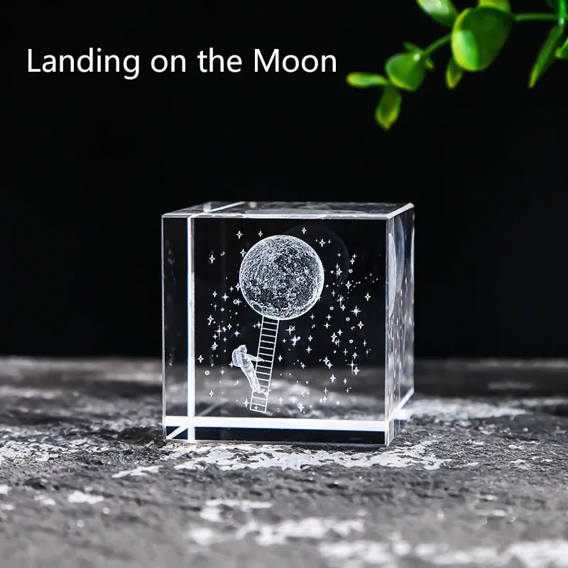 Cubo de Cristal Quadrado com Gravação a Laser 3d Série Astronômica MDUG (estilo 1 40mm)