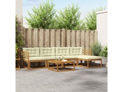 Vidaxl Conjunto De Sofás Para Exterior 6 Pcs Natural E Creme