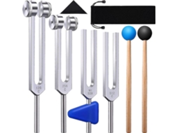 Conjunto de 4 Diapasões com Martelo para Vibração Sonora ys AQUAFORGE (128 Hz, 256 Hz, 512 Hz, 528 Hz)