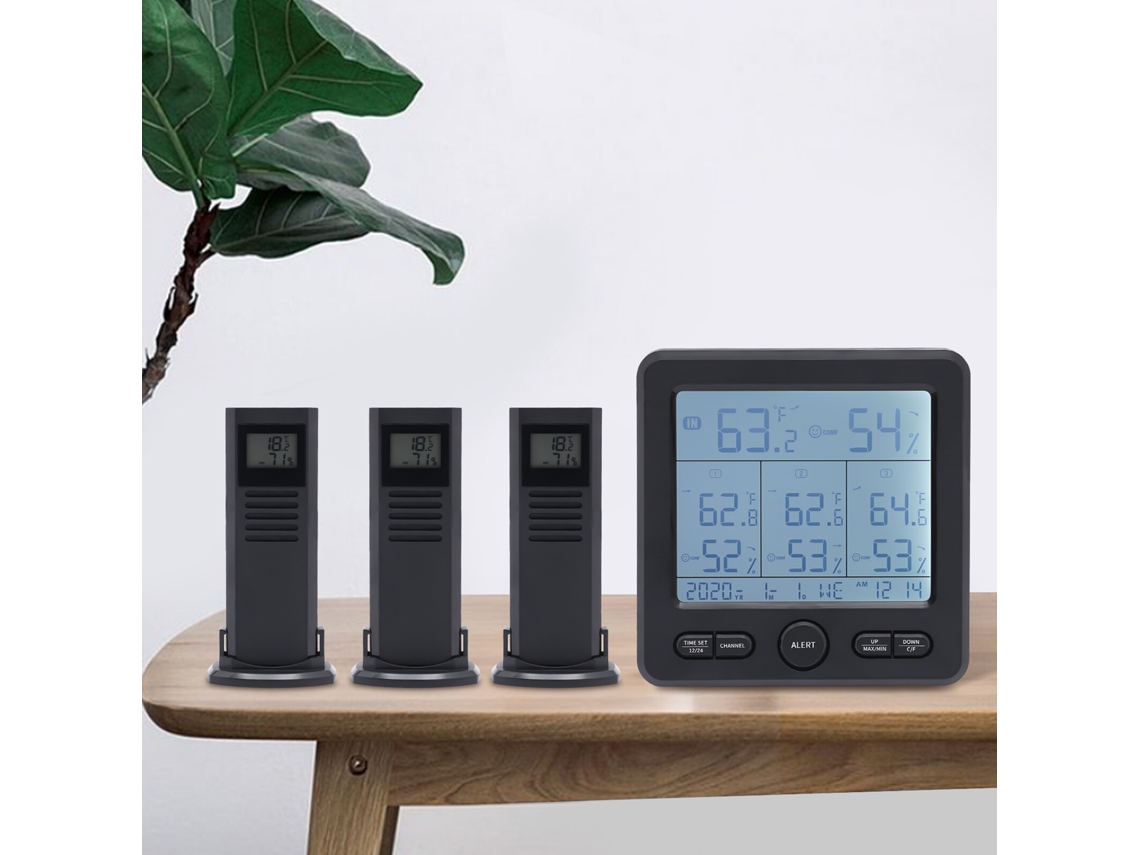Termômetro Sem Fio Com 3 Sensores, Monitor De Temperatura E Umidade Para Ambientes Internos E Externos SUNNY SPACES