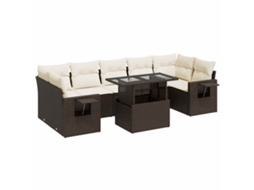 Conjunto 8 de sofás de jardim VIDAXL Marrom Rattan / Vime(100 x 55 x 73 cm)