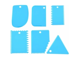 Conjunto De 6 Raspadores E Cortadores De Massa, Em Plástico, Cor Azul, Para Pão, Pizza, Bolos E Confeitaria