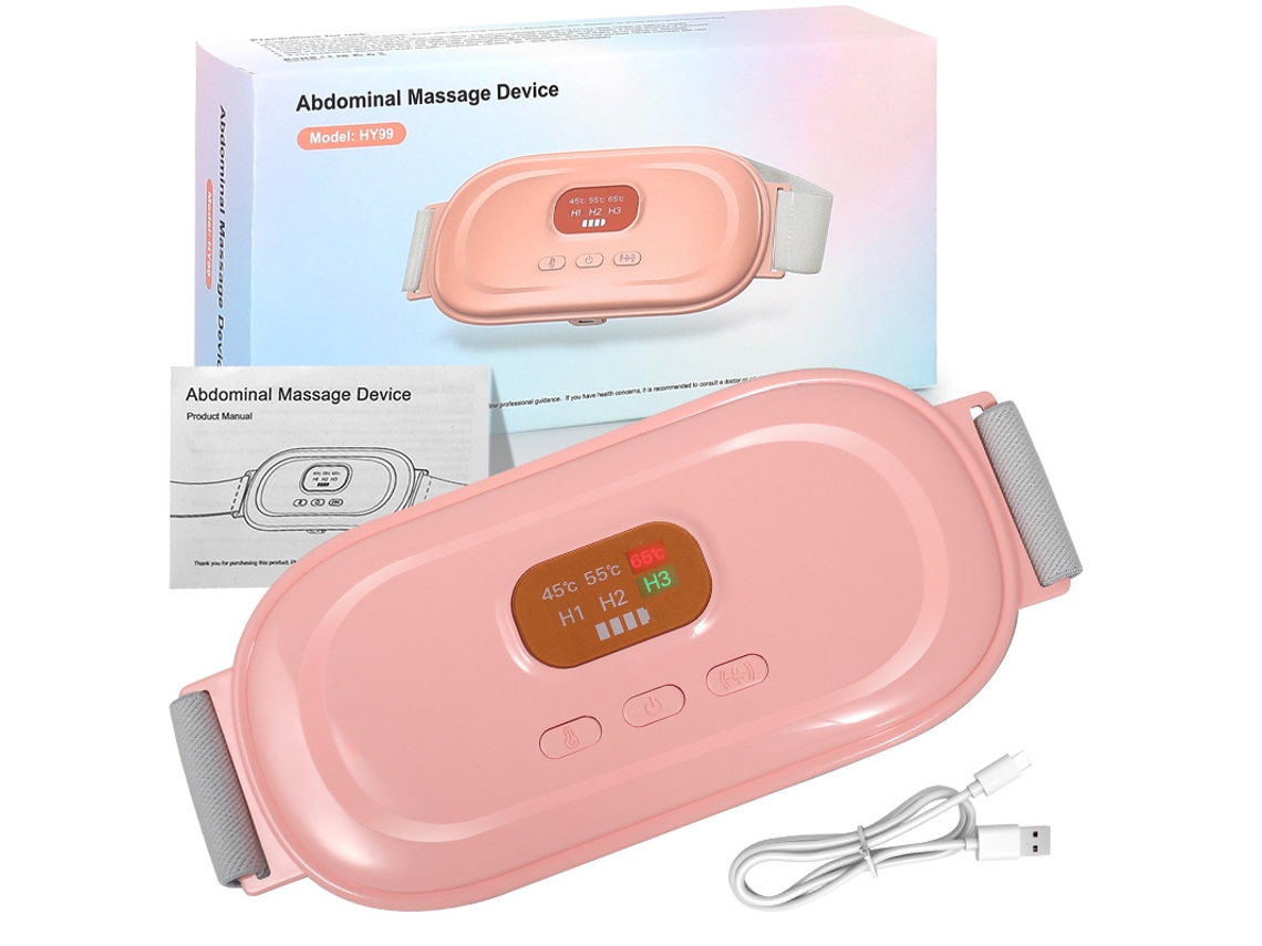 Cinto Térmico Uterino com 3 Temperaturas e Vibração, Alivia Dores Lombares e Menstruais, Recarregável em Casa STELASPLEN