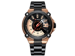 Relógio Masculino Moderno À Prova D'água com Funções de Calendário e Dia da Semana, Elegante Pulseira de Aço Inoxidável. MDUG (dourado Rosa e Preto)
