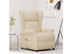 Vidaxl Poltrona Reclinável Elétrica Tecido Cor Creme