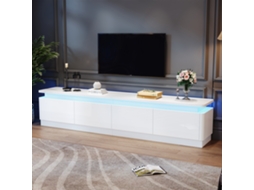 Armário Para Tv 180x34x40cm, 4 Gavetas, Com Led, Alto Brilho, Suporta Tvs Até 80 Polegadas, Branco.