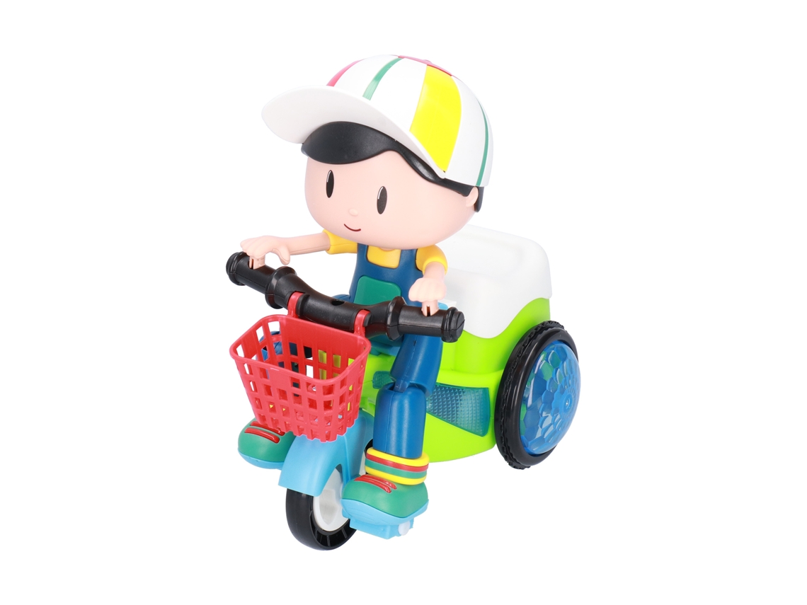 Primerox brinquedo Triciclo de Estilo Infantil com Luz e Som Rotação 360° Verde