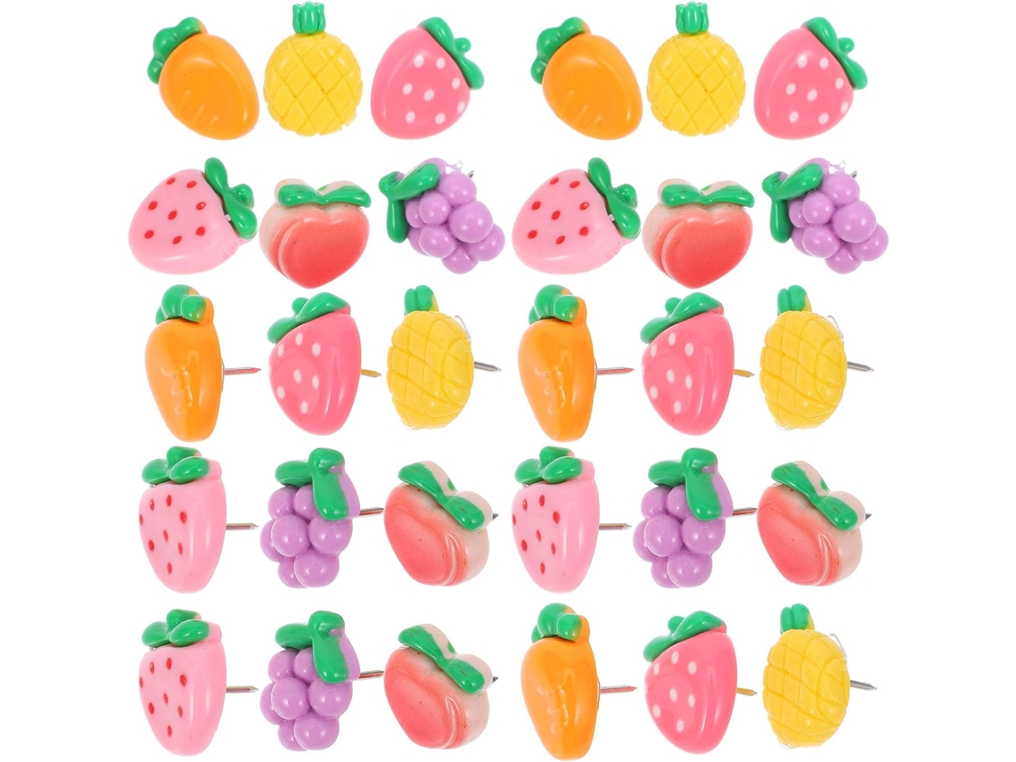 30 Tachinhas Decorativas e Versáteis para Paredes, Vários Estilos, Desenhos de Frutas e Legumes, Fáceis de Instalar