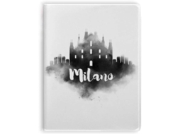 Caderno de Capa Mole com Estampa da Cidade Milão, Itália. Plástico Seguro
