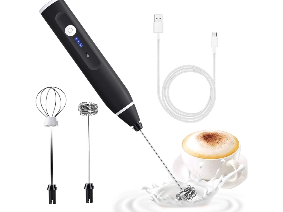 Espumador De Leite Elétrico Com Batedor Duplo, Recarregável Via Usb Klb