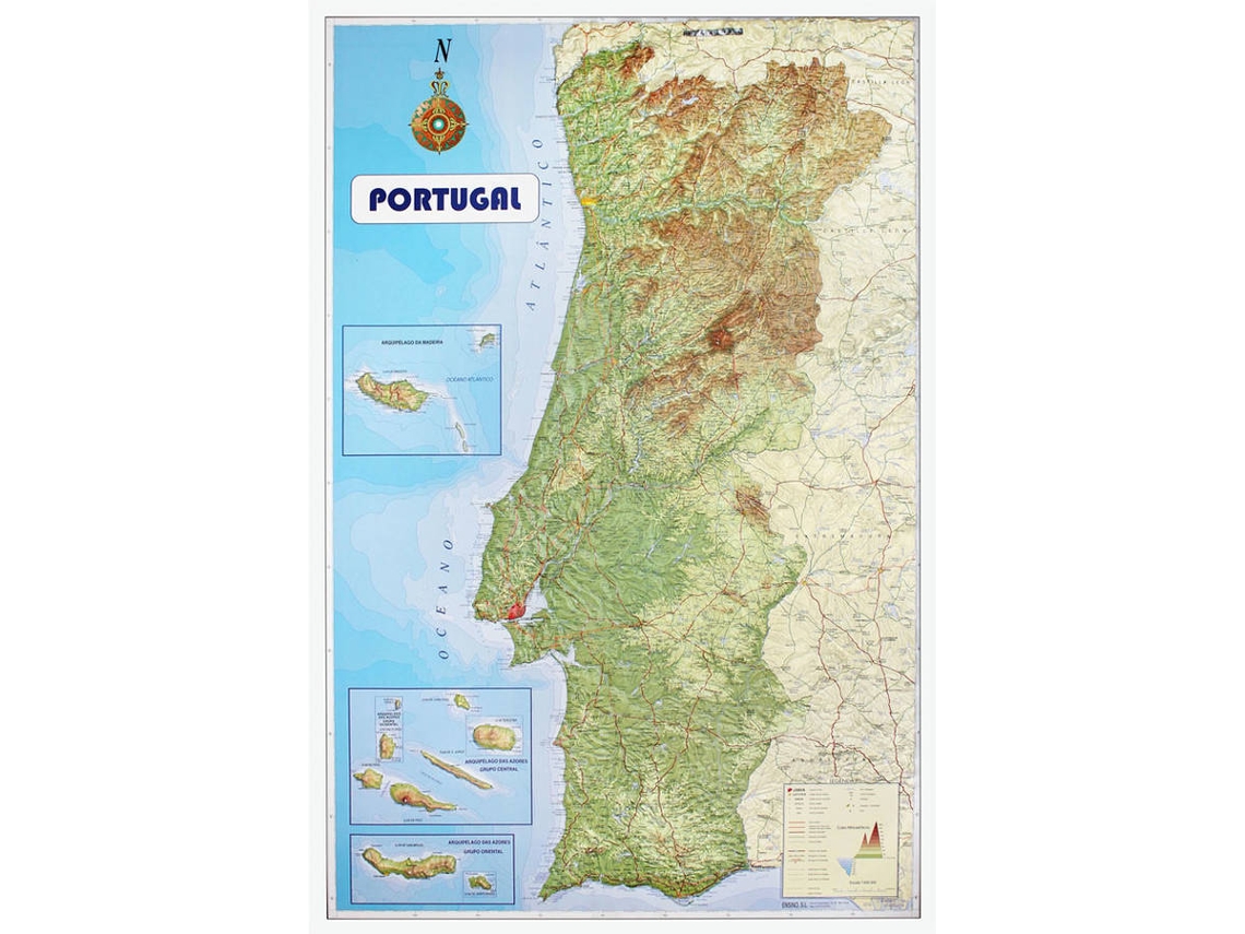 Quadro Mapa de Relevo de Portugal