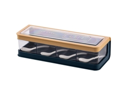 Set De 4 Frascos De Especias Com Grade 27,5*10,5*7,8cm Contenedor De Especias Para Cozinha