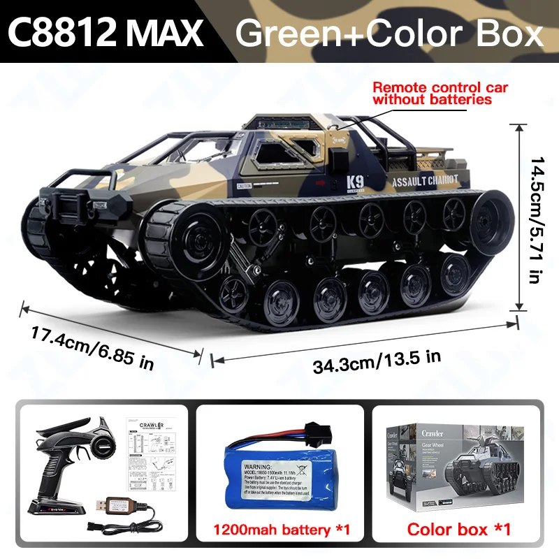 (max Verde) Tanque De Esteiras Com Controle Remoto, Modelo De Simulação, Brinquedo Infantil