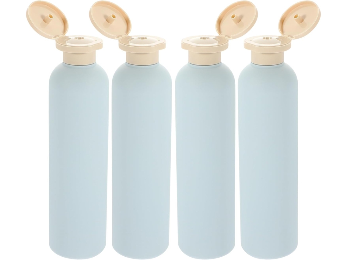 Nuobesty De 4 Frascos Vazios De Loção Em Plástico Azul Claro De 260ml Com Tampas