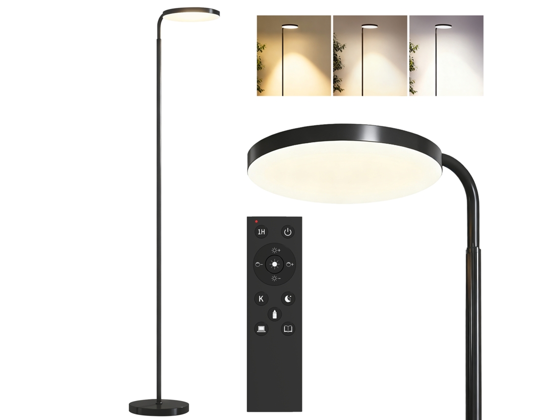 Luminária de Pé Led com Intensidade Variável,cabeça Giratória 350°,controle Remoto Magnético,41x25x177cm,preto BTFORUS
