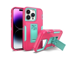 Suporte Casa Esverdeado Para Iphone 14 Pro Pele Sintética Anti-choque Rosa