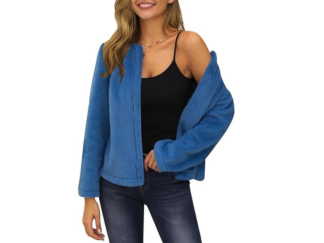 Jaqueta de Couro Falso Fasst para Mulher com Fecho, Tamanhos S a 2XL, Design Clássico e Moderno