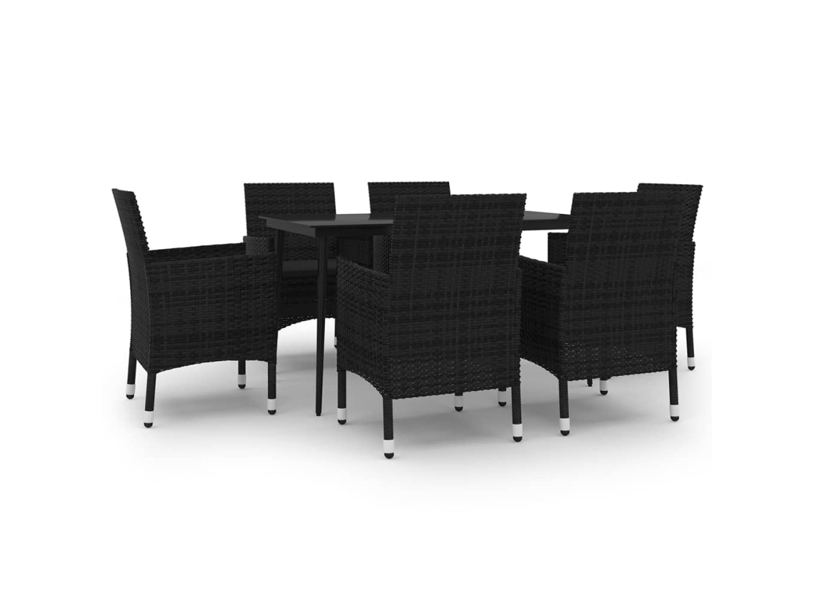 Garden Dining Set, Garden Dining Sets Vidaxl Preto Rattan / Vime (140 Cm Table Length)