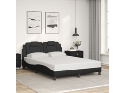 Estrutura Cama C/ Cabeceira 140x200 Cm Couro Artificial Preto