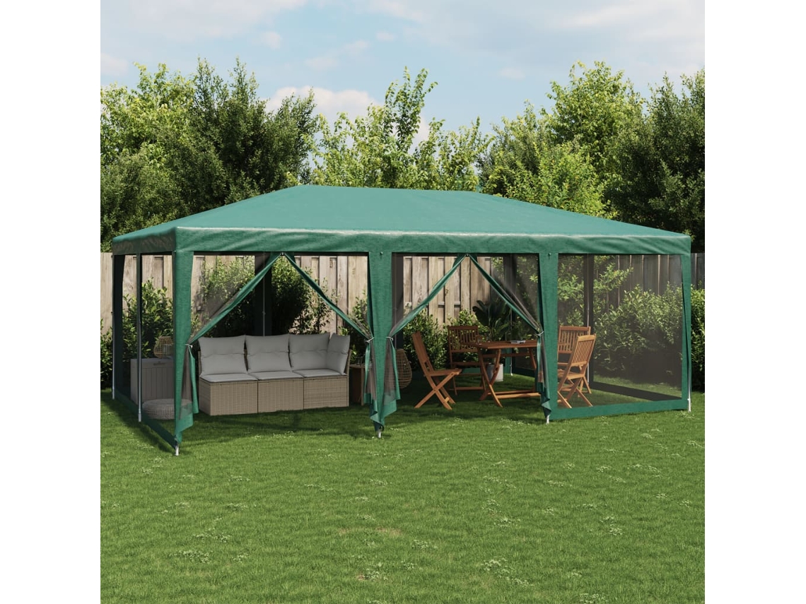 Vidaxl Tenda P/ Festas C/ 10 Paredes Laterais Em Rede 6x4 M Pead Verde