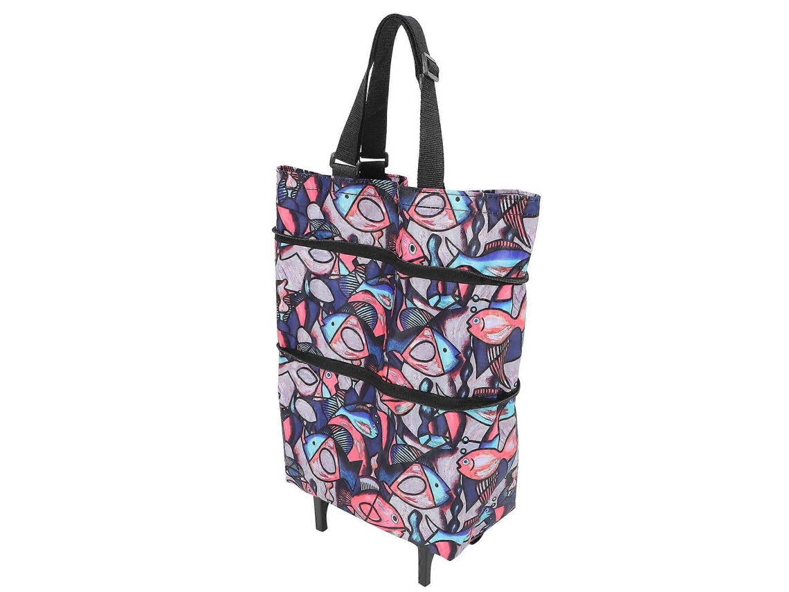 Carrinho de Compras Dobrável com Rodinhas, em Material Pp, Ideal para Viajantes e Armazenamento . GOKOCO (1 Unidade)