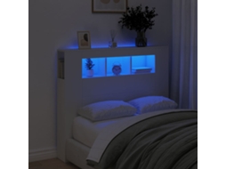 Vidaxl Cabeceira Cama C/ Leds 120x18,5x103,5 Cm Deriv. Madeira Branco