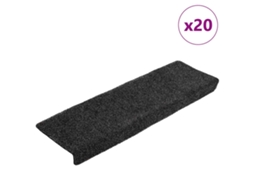 Vidaxl Tapetes De Escada Autoadesivos 20 Peças 65x21x4 Cm Pretos Com Borda Retangular