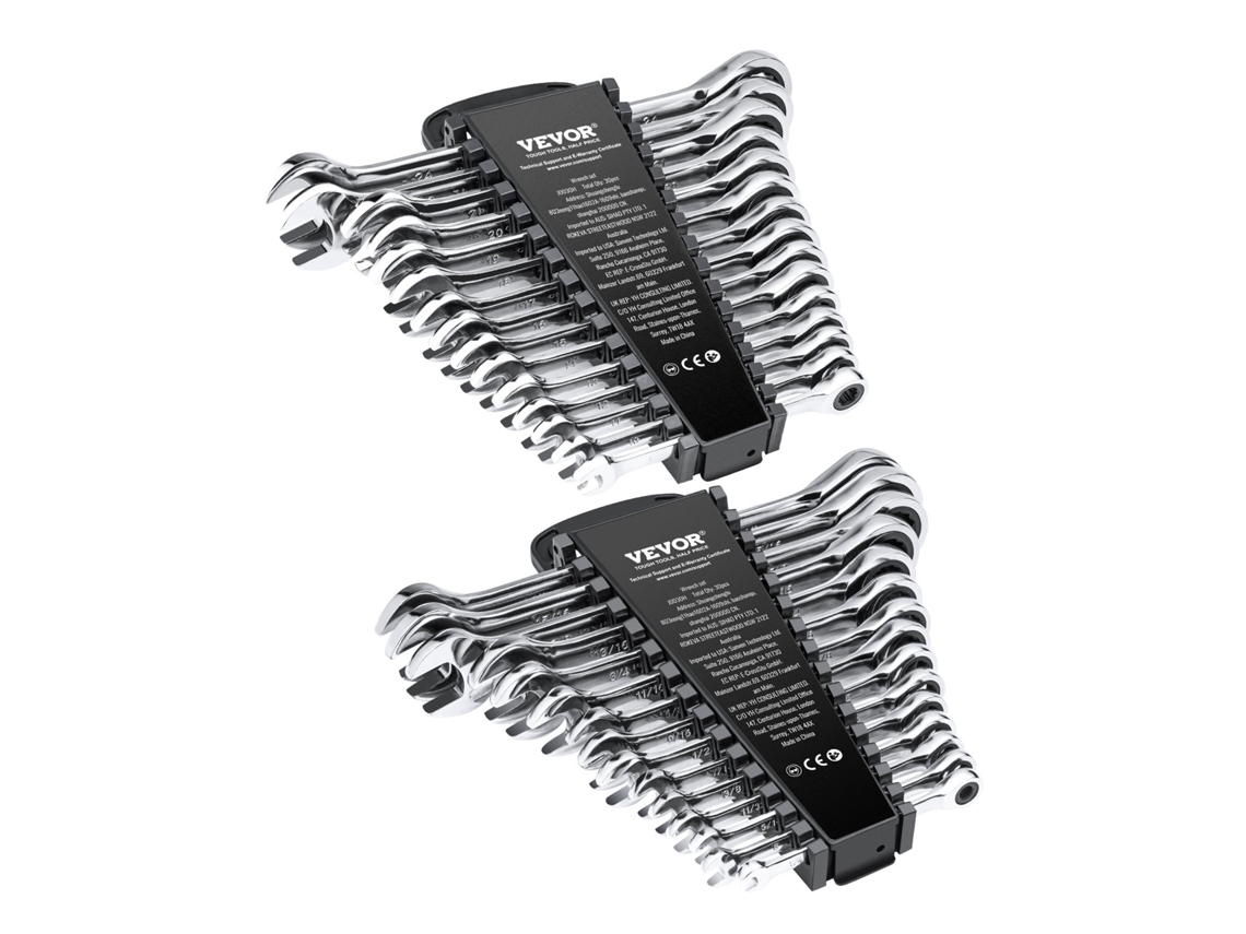 VEVOR 30 PCS 1/4 a 1 Conjunto de chave combinada SAE, métrica 8-24mm