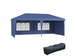 Tenda dobrável pop-up com 4 laterais desmontáveis, 6x3m, azul | S/MARCA