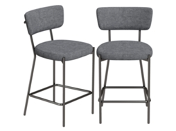 Banquinhos De Bar Em Um Conjunto De 2. Cadeiras De Bar Estofadas Com Encosto Curvo. Para A Ilha Da Cozinha. Área Do Café Da Manhã. Cinza
