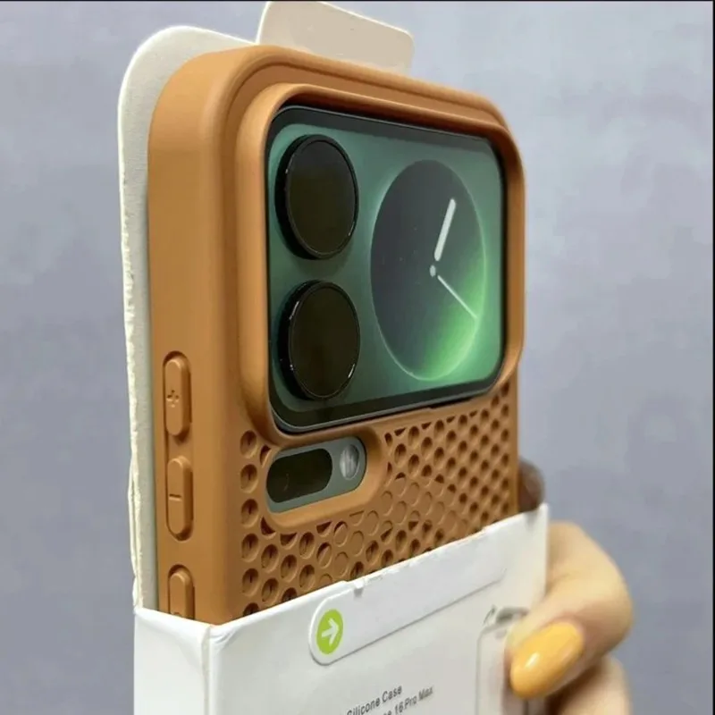Capa Protetora Rígida Em Malha Respirável Com Ventilação Magnética Magsafe Para Xiaomi 14 Pro (marrom).