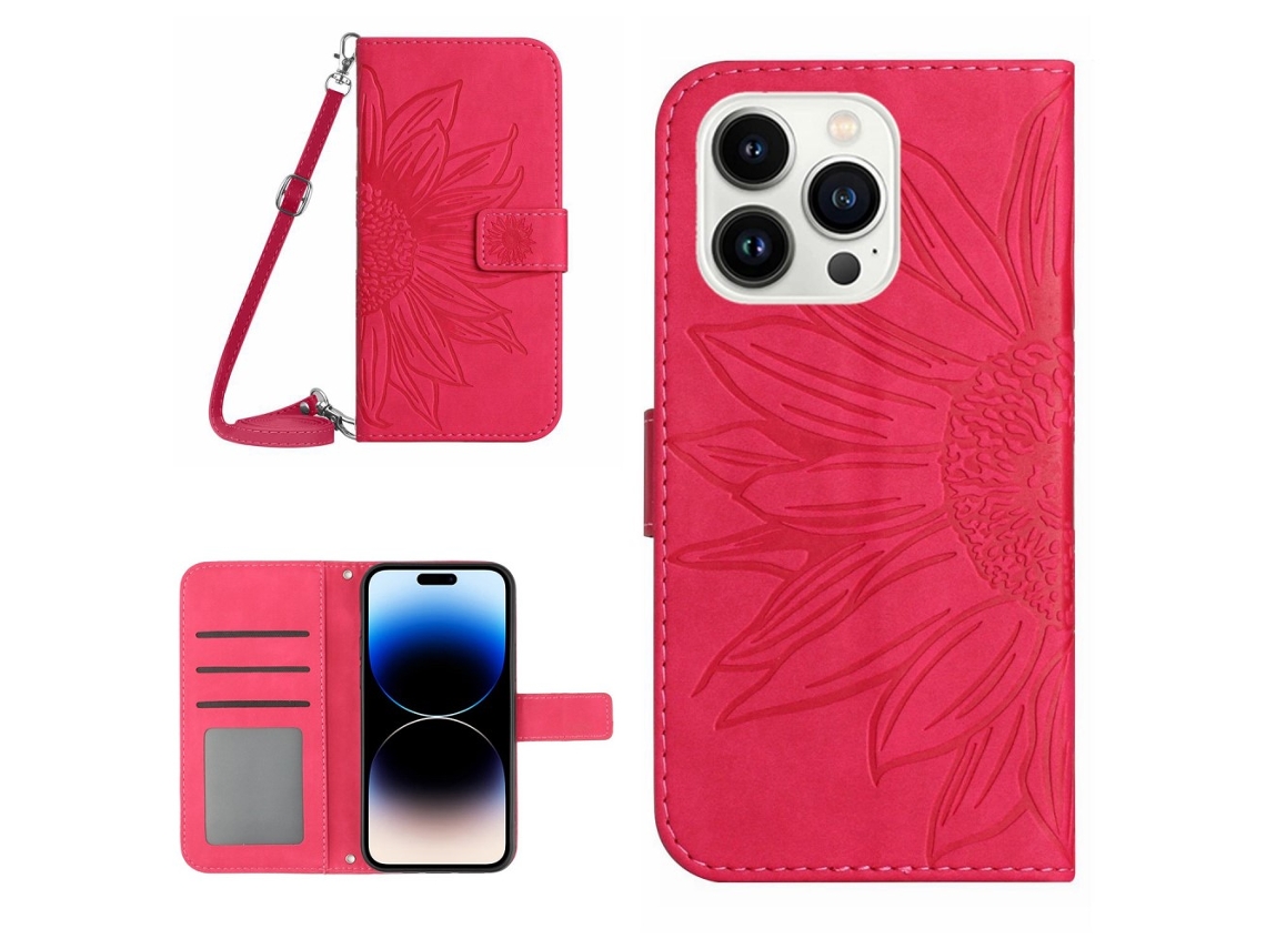 Capa Pega Para Iphone 14 Pro Pele Sintética Rosa