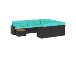 Maison Exclusive - 11 Pcs Conjunto Sofás De Jardim C/ Almofadões Vime Pe Preto