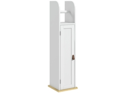 Armário Casa de Banho Mdf e Melamina de Madeira Cor Branco 20x20x80 cm Kleankin