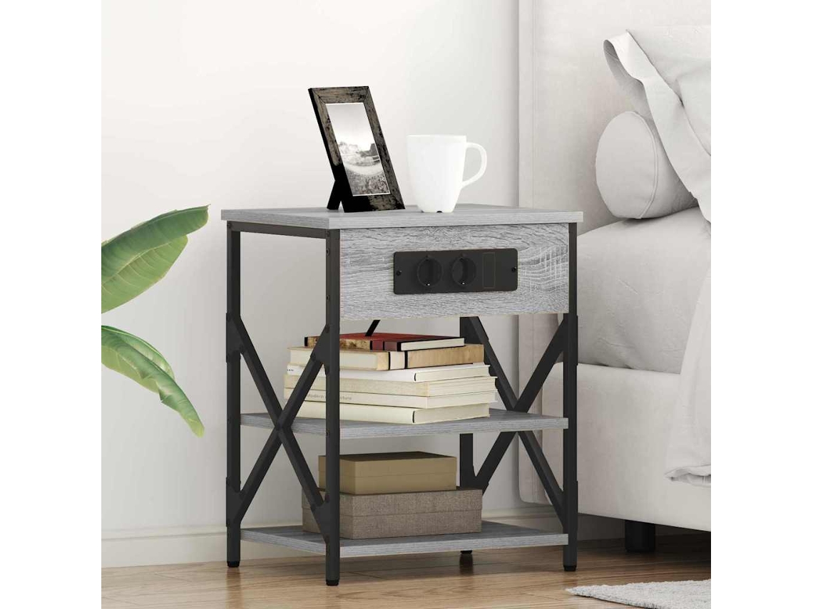 Vidaxl Armário De Cabeceira 2 Pcs Cinza Sonoma 41 X 31 X 51 Cm