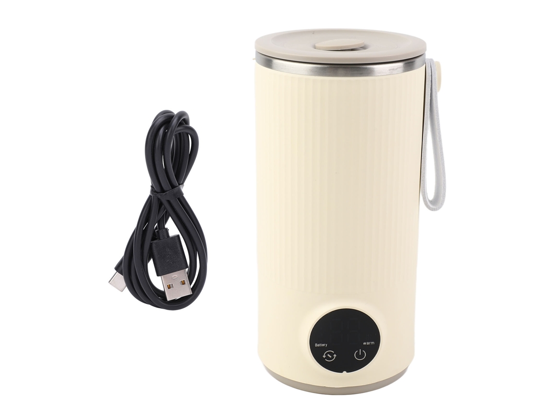 Hervidor elétrico portátil recarregável de aço inoxidável, 400 ml, 55°C, ideal para viagens e leite | S/MARCA