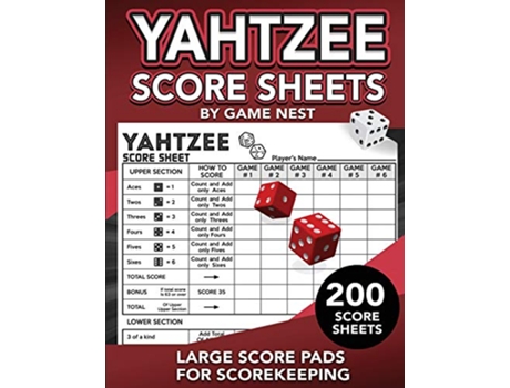 Livro Yahtzee Score Sheets 200 Large Score Pads for Scorekeeping 85 x 11” Yahtzee Score Cards Yahtzee Dice Board Game Book de Game Nest (Inglês)