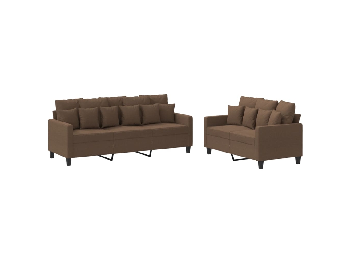 Maison Exclusive - 2 Pcs Conjunto De Sofás Com Almofadões Tecido Castanho