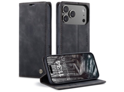 Capa Carteira Caseme Para Iphone 17/pro Com Compartimentos Para Cartões - Preta