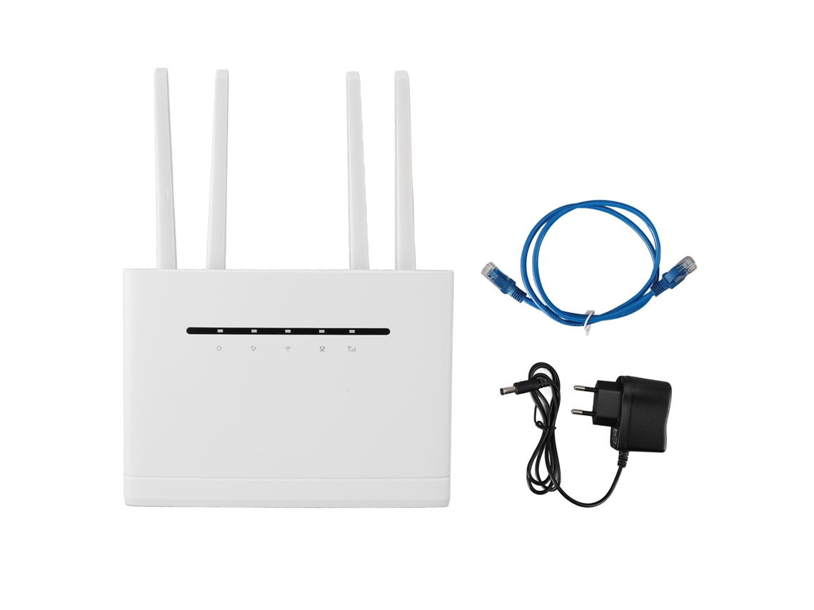 Roteador 4G LTE Sem Fio 300Mbps com 4 Antenas e 4 Portas de Rede, Plug UE