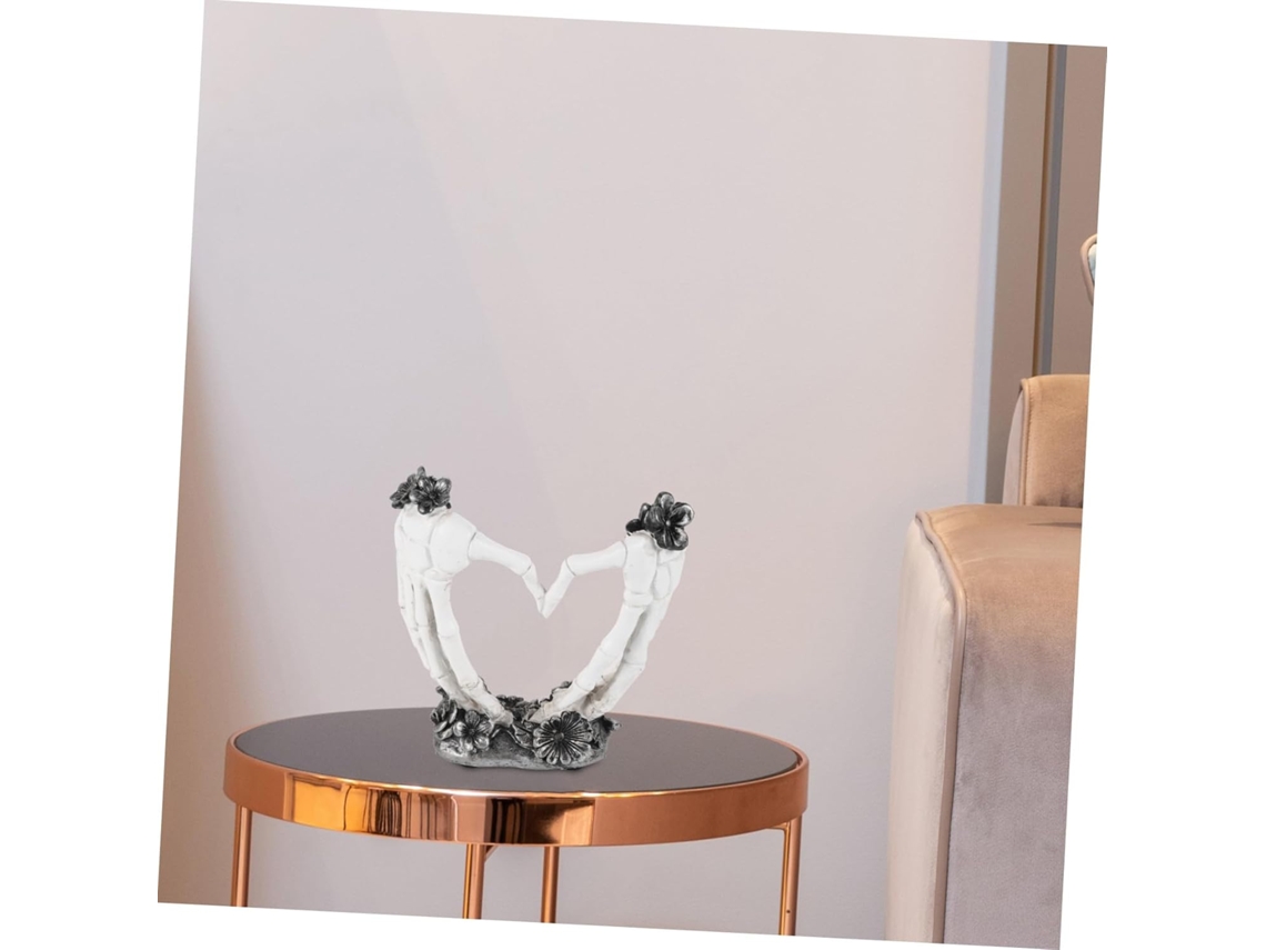 Escultura de esqueleto em forma de coração de resina peluda, peça decorativa para casa e escritório, coleção original de Halloween, exclusiva da Lyx