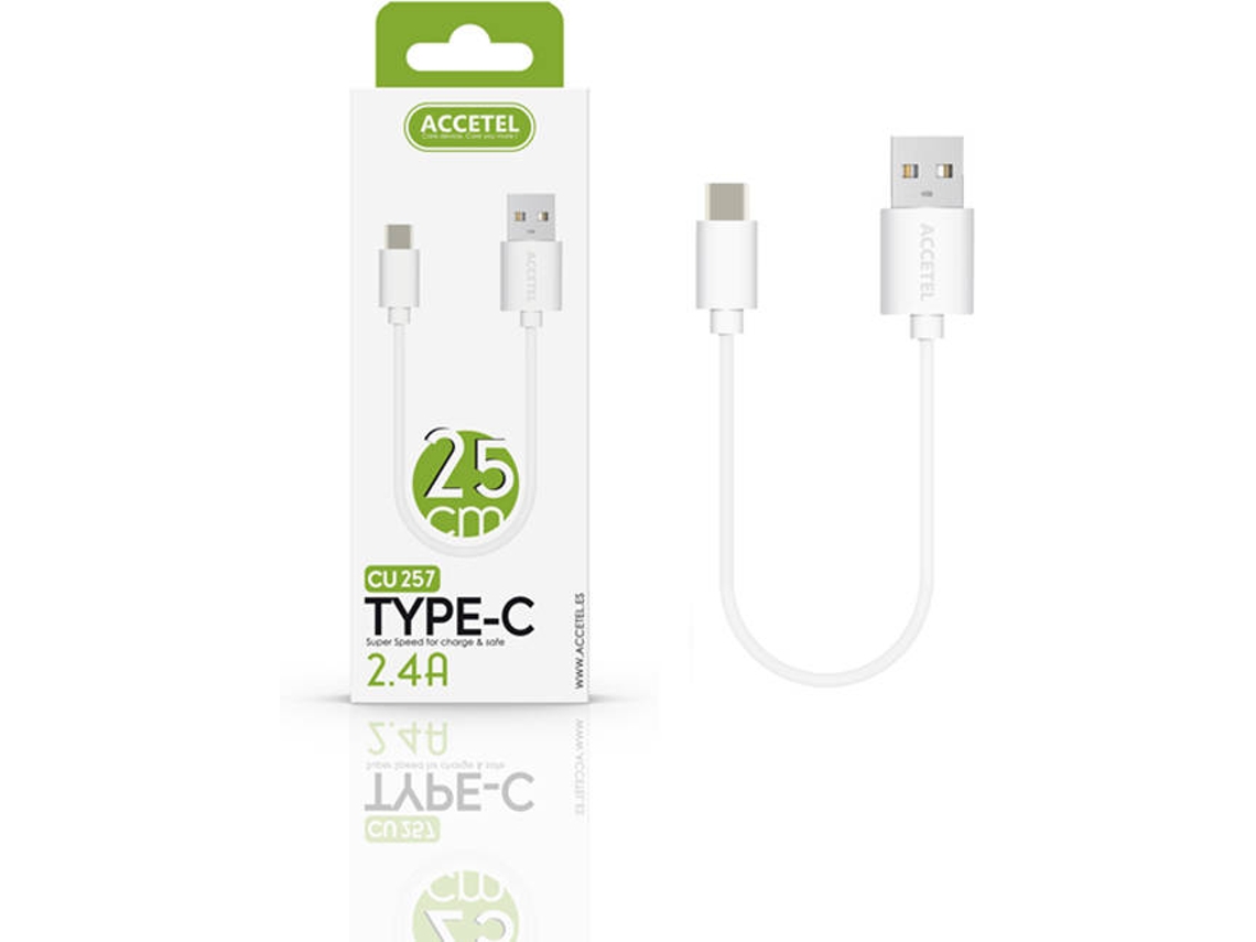 Cabo ACCETEL (Type-C - 25 cm - Branco)
