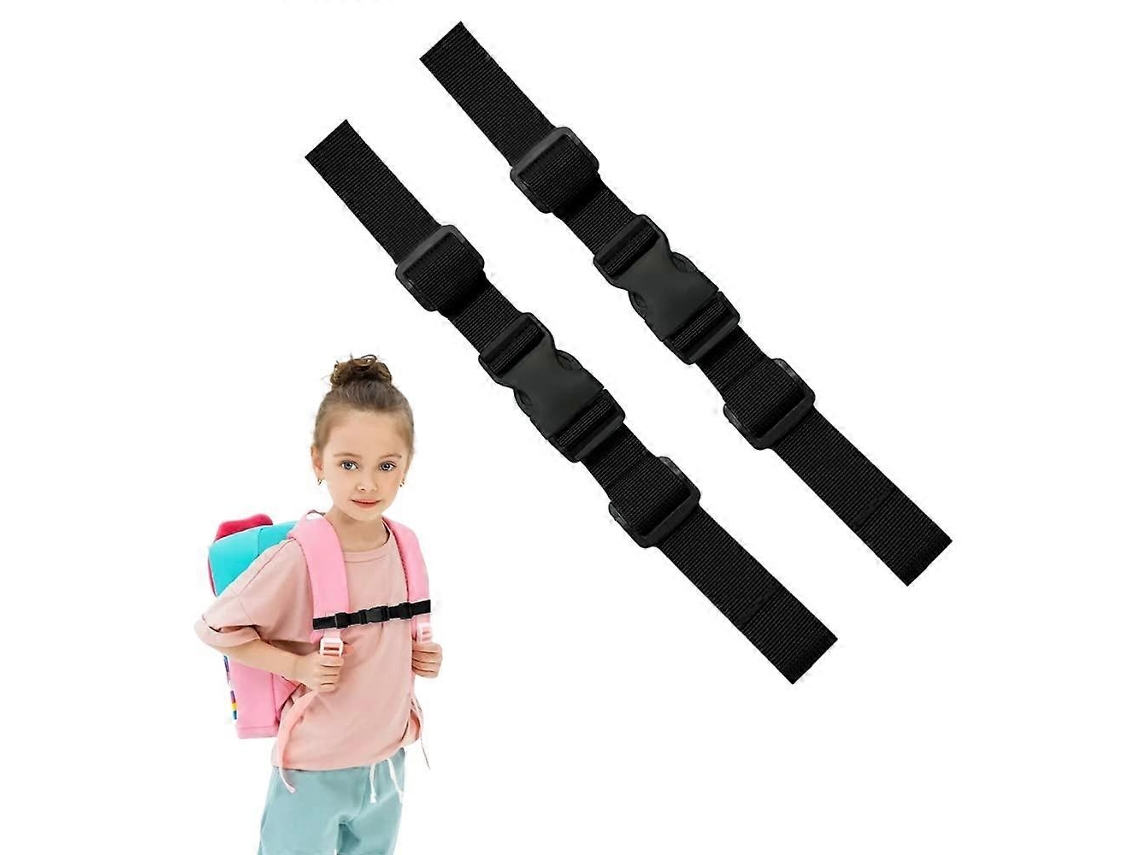 Conjunto De 2 Alças Peitorais Nylon Para Mochila, Ajustáveis​​ Com Cinto Antiderrapante De Liberação Rápida Para Corrida E Caminhadas, Pretas, Cjy