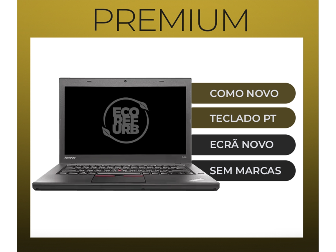 Portátil Nb LENOVO Thinkpad T450 (Recondicionado Como Novo - i5 -5200U - 8GB 256Gb Ssd - 14 W10Pro Teclado Pt )