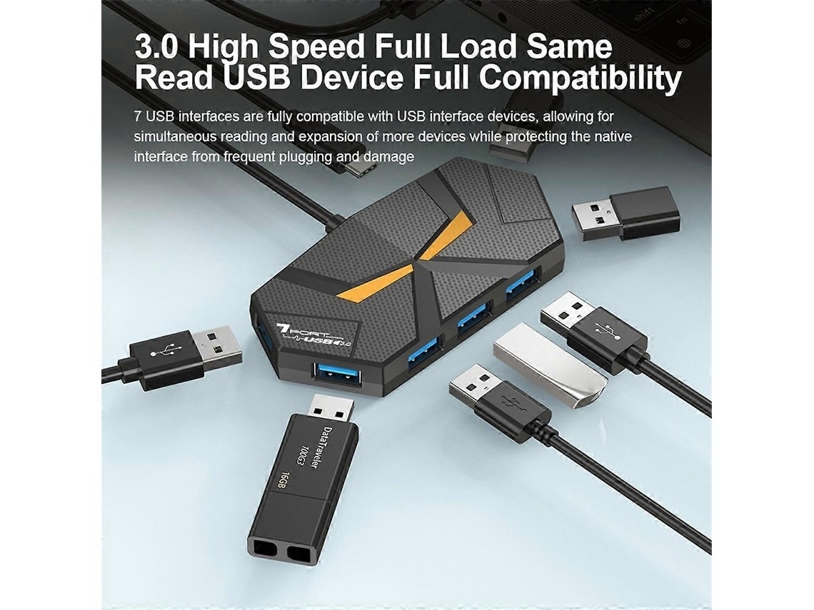 Hub Usb C, Versão 3.0, 5 Gbps, 7 Portas - Pack Com 3 Unidades