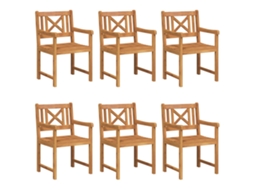Conjunto 6 Assentos De Jardim Vidaxl Castanho Madeira De Acácia Maciça (56 X 55,5 X 90 Cm)