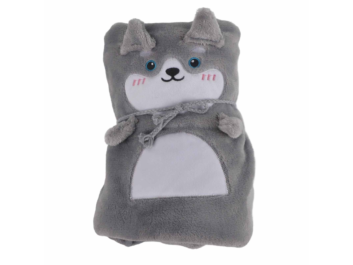 Cobertor Flanela Macio Animal Fofo Husky Portátil para Sofa Cama Escritório 80x100cm